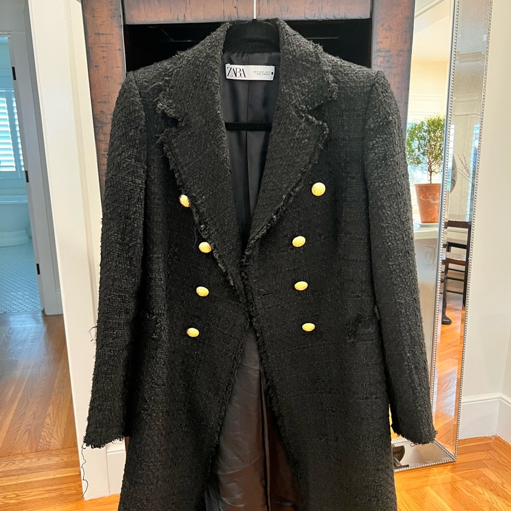 Zara Black Tweed Jacket, Size Small